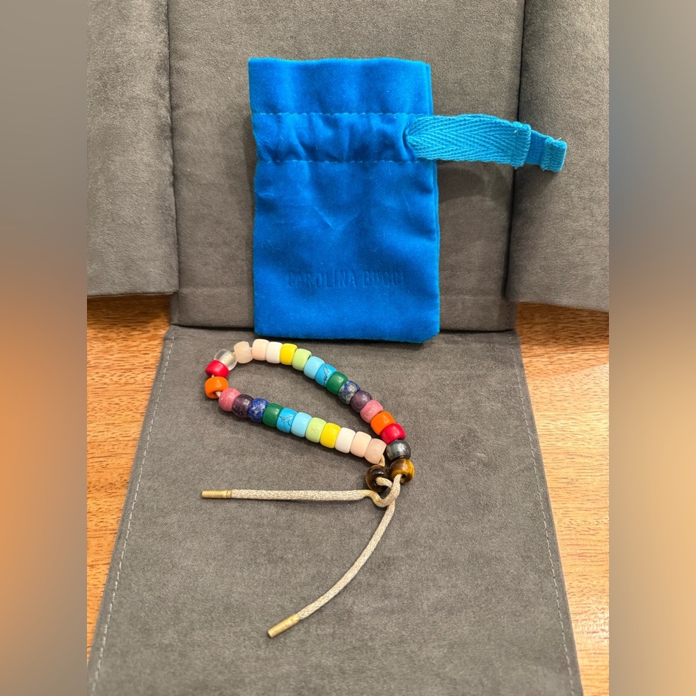 Carolina Bucci Forte Bead Bracelet - rainbow beads on gold cord with 18k tips!